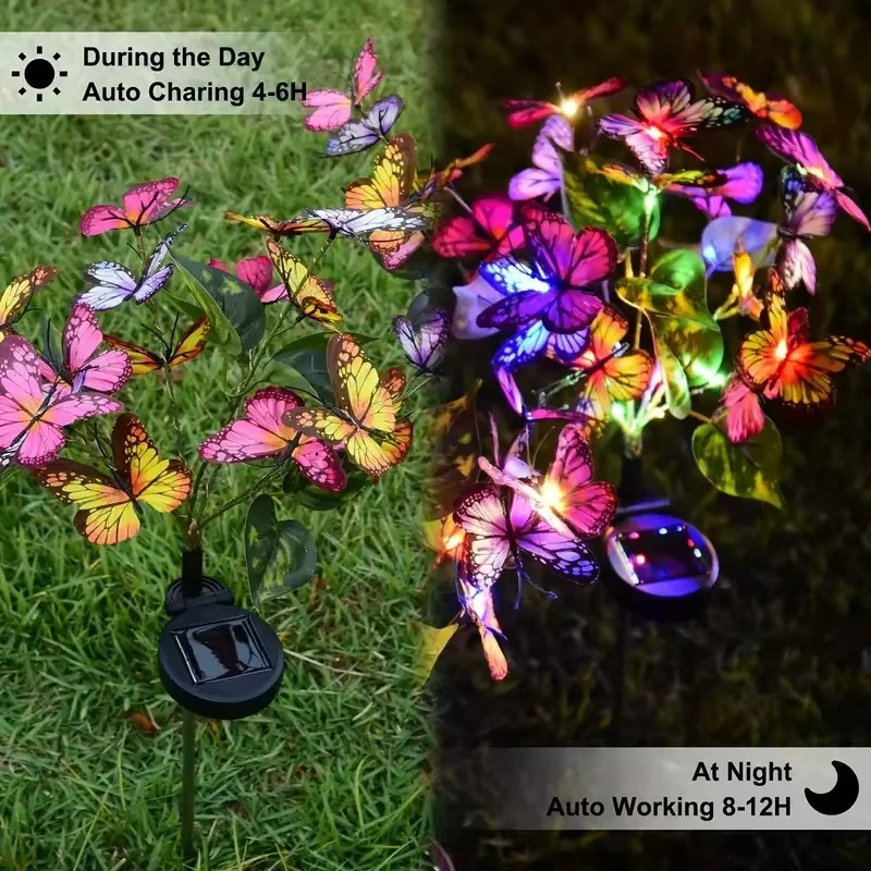 Solar Gartenstecker mit Schmetterlingsblüte – LED Gartenleuchte für Rasen & Terrasse☀️🦋