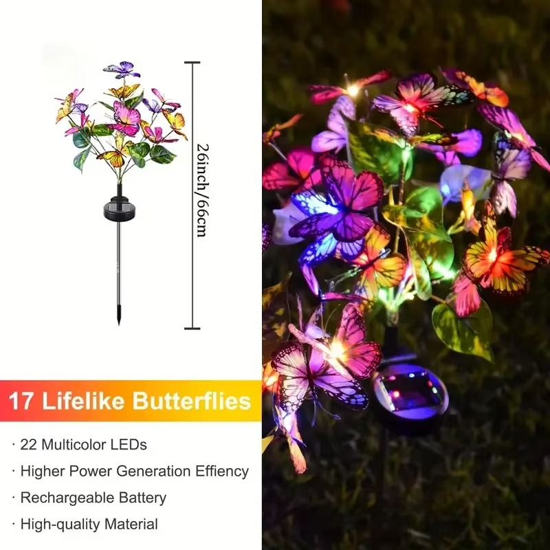 Solar Gartenstecker mit Schmetterlingsblüte – LED Gartenleuchte für Rasen & Terrasse☀️🦋