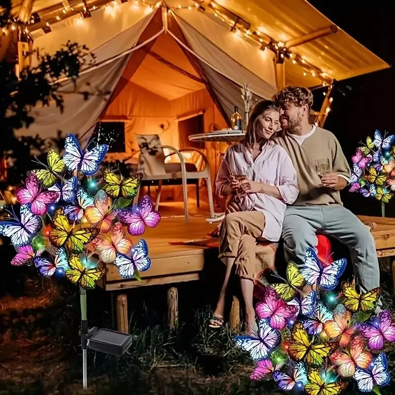 Solar Gartenstecker mit Schmetterlingsblüte – LED Gartenleuchte für Rasen & Terrasse☀️🦋