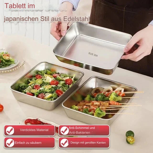 🎁【1+1 gratis】 Quadratische Platte aus Edelstahl (mit Deckel)