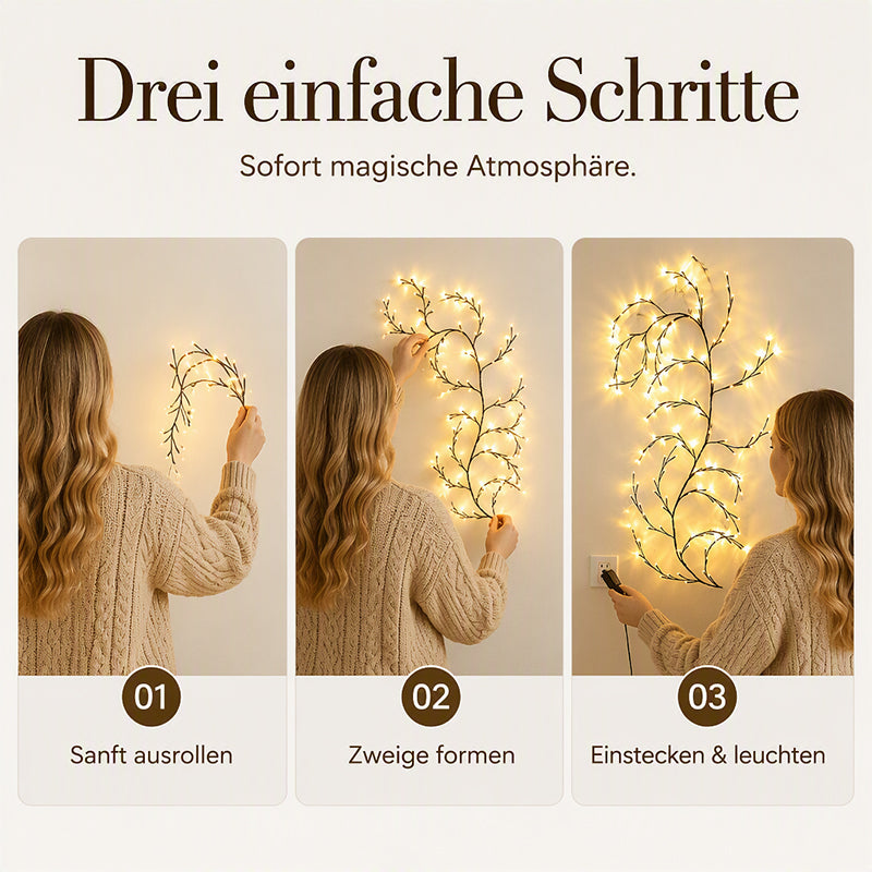🌿 50 % Rabatt – Bunte LED-Lichterkette im Ranken-Design – flexibles, batteriebetriebenes Set mit 8 Modi – für Garten, Balkon, Zimmer & Partys 💡
