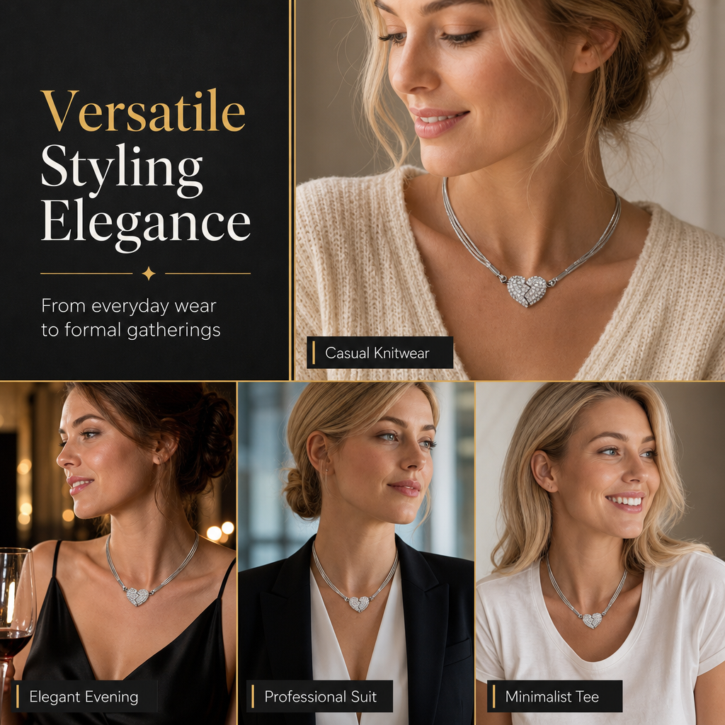 ❤️ 50 % Rabatt! ✨Elegante Herz Halskette mit Zirkonia – Minimalistischer Damen Schmuck mit Magnetverschluss
