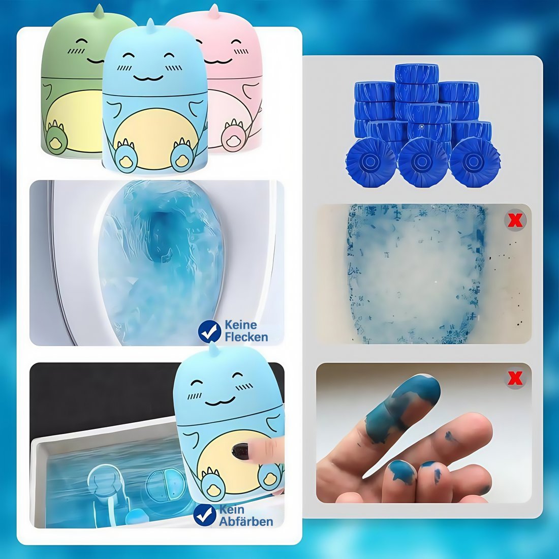 🚽💙 WC-Reiniger Tabs – Automatische Reinigung, Entkalkend & Geruchsneutralisierend, Frischer Duft