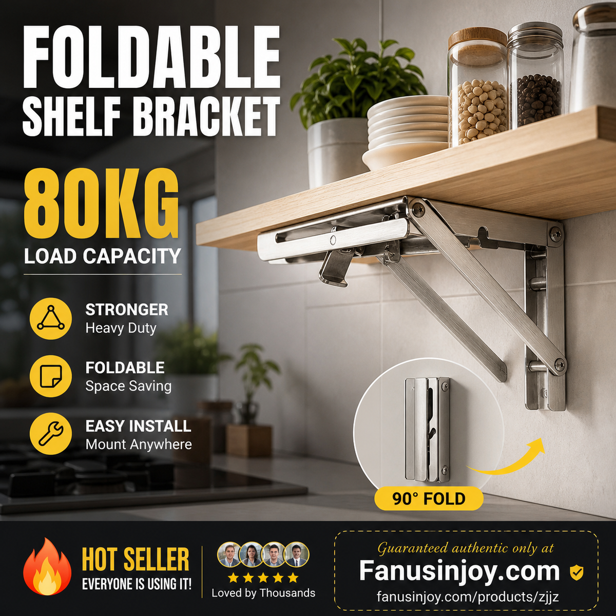 🔥50% RABATT! 🔧 Klappkonsole aus Edelstahl – klappbarer Regalträger mit Dreiecksstruktur für Wandregale & Arbeitsplatten