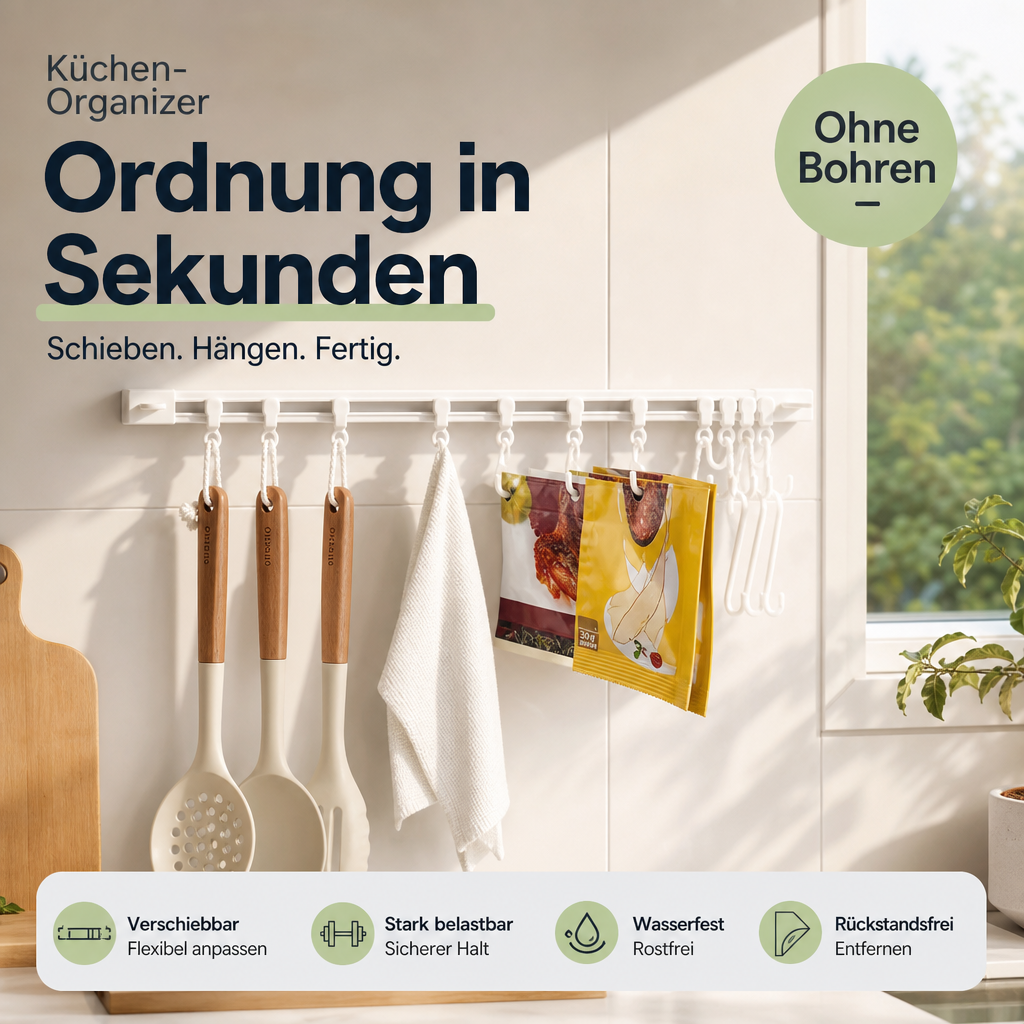 ✨ Multifunktionaler Haken ohne Bohren – wandschonend & verstellbar, für Küche, Bad & Zuhause