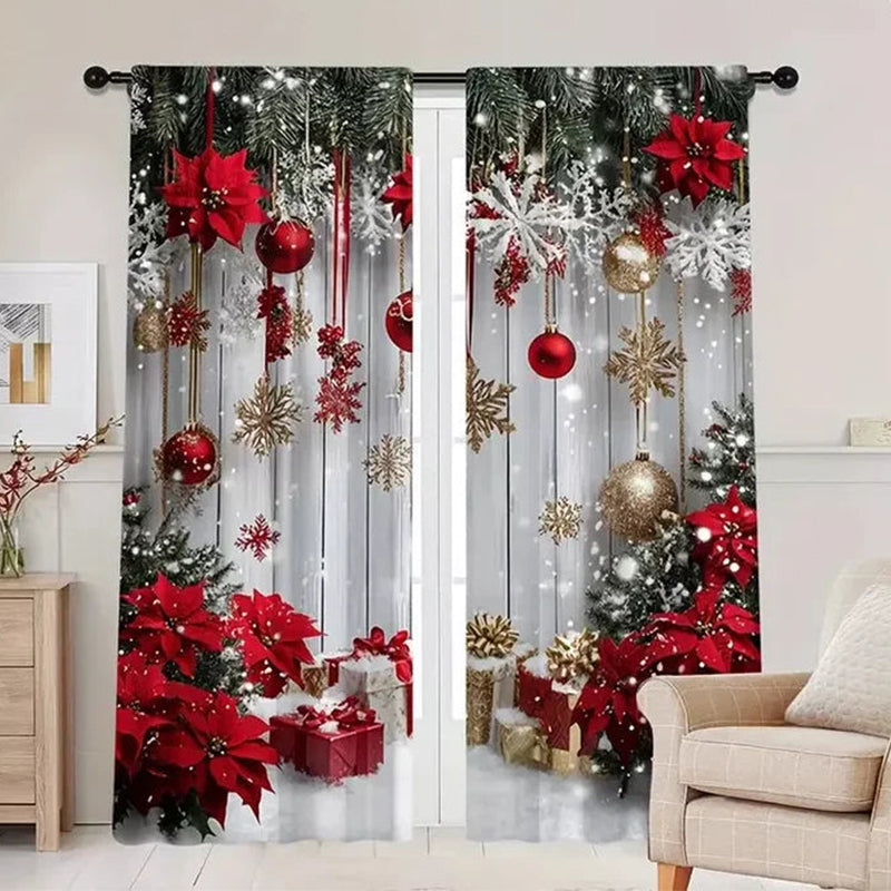 🎄Weihnachts-Fenstervorhänge 2-teiliges Set für die Wohnungsdekoration