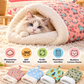 ⏳50% RABATT! 🐱 Flauschiger Katzen-Winterschlafsack – halbgeschlossene Kuschelhöhle mit Cartoon-Muster, Rosa/Blau
