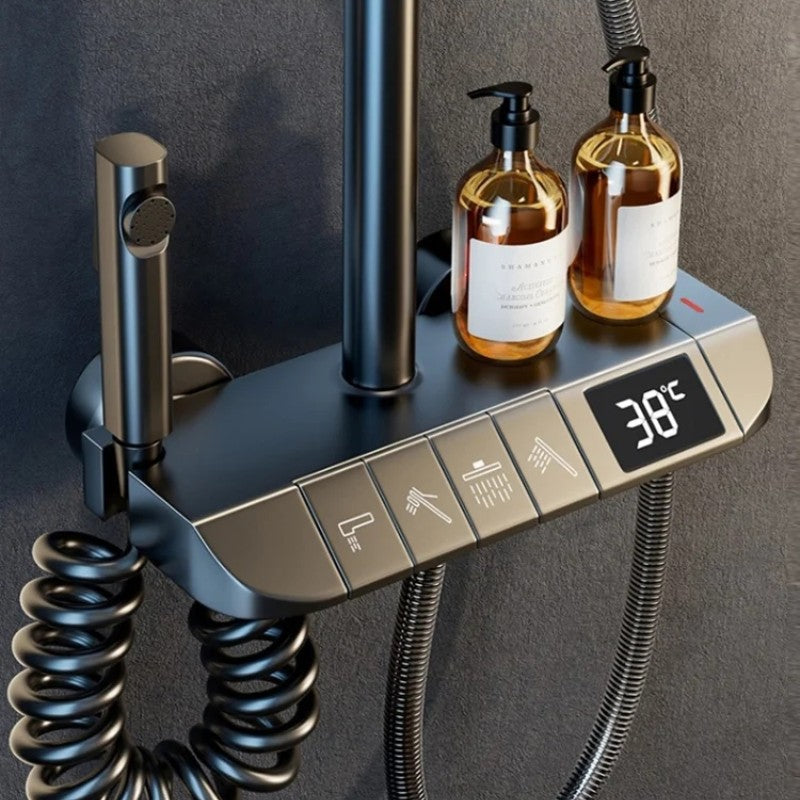 🛍️ 50 % Rabatt – Duschset mit Aufputz-Armatur, wandmontiert & Brauseset, Vollkupfer, Druckverstärkung, Thermostat – für den täglichen Gebrauch 🚿