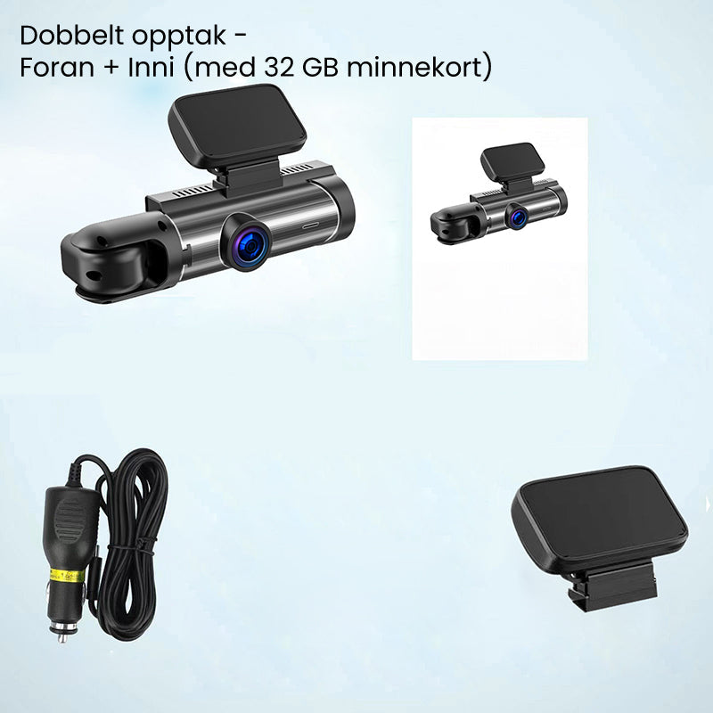 Dashcam mit 170° Weitwinkel & Doppelobjektiv in Full HD (1080p)