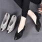 👡Slipper aus Mesh mit Kristallen und dickem Absatz