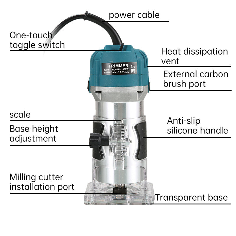 Elektrische Oberfräse & Nutfräse 220V / 110V – Holzfräse zum Nuten, Kantenfräsen & Bohren