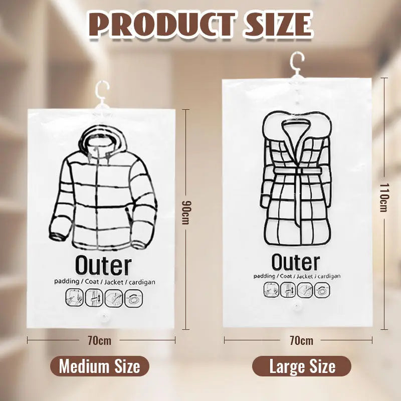 Hängender Vakuum-Kompressionsbeutel – platzsparend & staubdicht für Kleidung 👕🧥✨