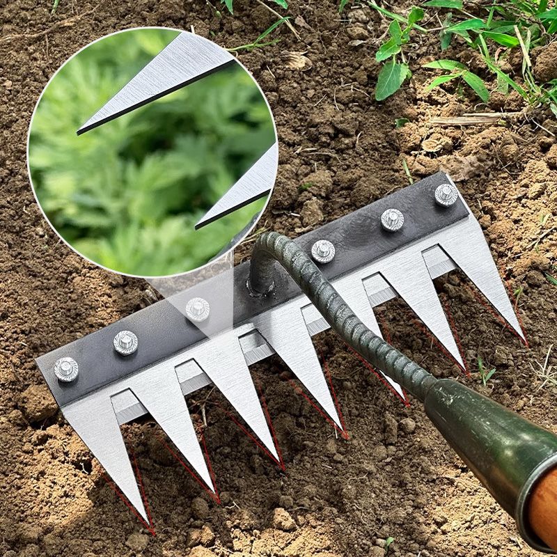 🔥Befristetes Angebot🍂5/6/7/8 Unkrautrechen mit Gartenzähnen aus Karbonstahl