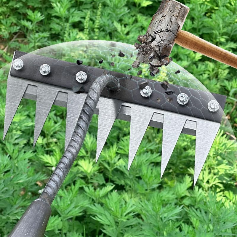 🔥Befristetes Angebot🍂5/6/7/8 Unkrautrechen mit Gartenzähnen aus Karbonstahl