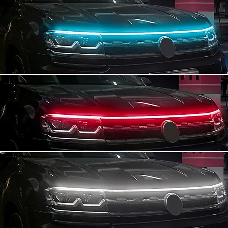 🚗✨ Dynamische LED Motorhaubenbeleuchtung – Lauflicht Tagfahrlicht mit Start-Scan-Effekt für Auto Tuning