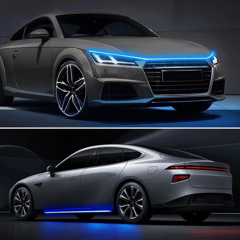 🚗✨ Dynamische LED Motorhaubenbeleuchtung – Lauflicht Tagfahrlicht mit Start-Scan-Effekt für Auto Tuning