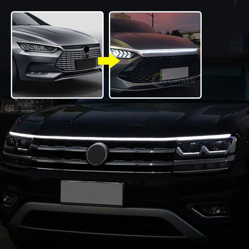 🚗✨ Dynamische LED Motorhaubenbeleuchtung – Lauflicht Tagfahrlicht mit Start-Scan-Effekt für Auto Tuning