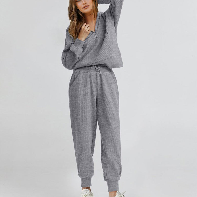 🌟Damen 2-teilige Sweatshirts SetLangarm Half Zip Pullover Sweatshirt
