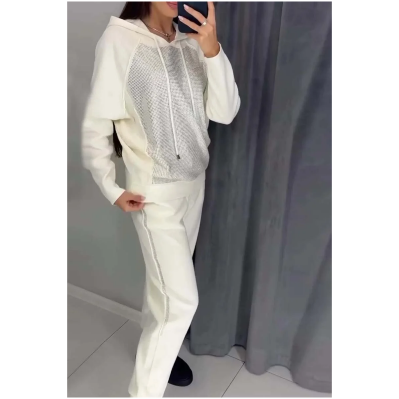 💎Was soll ich morgen anziehen?💎Sweatshirt mit Kapuze und Jogginghose mit Bündchen für Damen, 2-teiliges Set