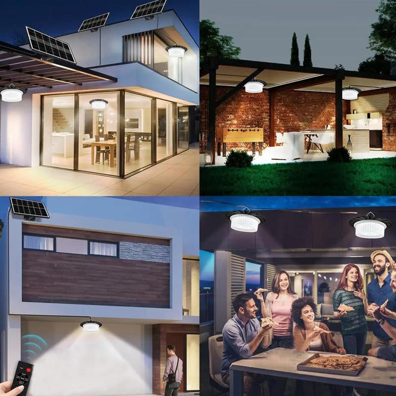Justierbare Solar-Pendelleuchte Set, Wasserdicht IP65, Für Garten Terrasse Balkon, Außenleuchte Mit Fernbedienung