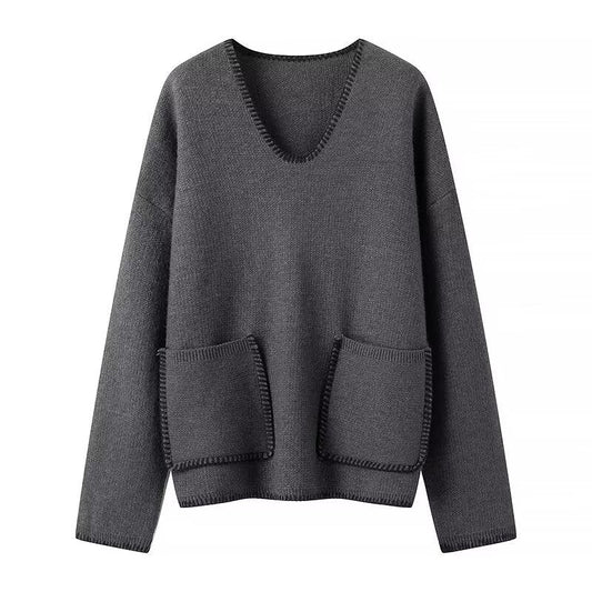 Women’s Cozy Oversized V-Neck Sweater