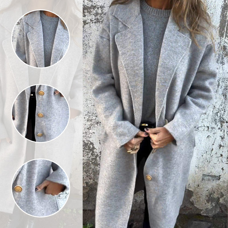 ✨Stilvoll und warm✨Langärmeliger Tweedmantel für Damen mit Kragen