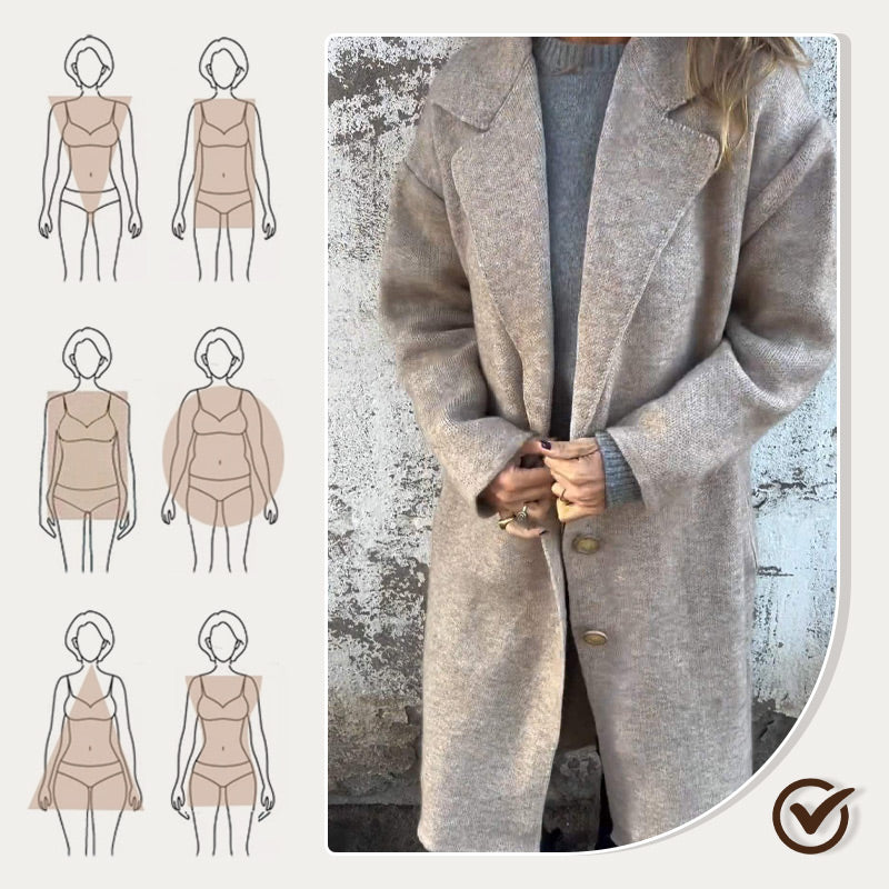 ✨Stilvoll und warm✨Langärmeliger Tweedmantel für Damen mit Kragen