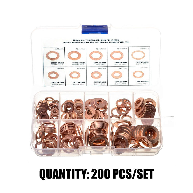 🔧 50 % Rabatt! 📀Kupfer-Unterlegscheiben Set – 100/200 Stück Dichtungsringe für Reparaturen & Werkstatt