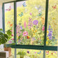 🌸 Bunte Blumen-Fensterfolie in Buntglas-Optik – Statische Haftung, beidseitig sichtbar & leicht ablösbar