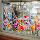 🌸 Bunte Blumen-Fensterfolie in Buntglas-Optik – Statische Haftung, beidseitig sichtbar & leicht ablösbar