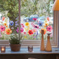 🌸 Bunte Blumen-Fensterfolie in Buntglas-Optik – Statische Haftung, beidseitig sichtbar & leicht ablösbar