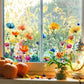 🌸 Bunte Blumen-Fensterfolie in Buntglas-Optik – Statische Haftung, beidseitig sichtbar & leicht ablösbar