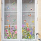 🌸 Bunte Blumen-Fensterfolie in Buntglas-Optik – Statische Haftung, beidseitig sichtbar & leicht ablösbar