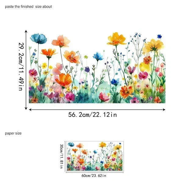 🌸 Bunte Blumen-Fensterfolie in Buntglas-Optik – Statische Haftung, beidseitig sichtbar & leicht ablösbar