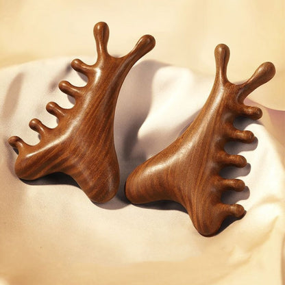 🥳Neue Sonderangebote🥳4-in-1-Kopfhautmassagekamm aus Holz und Gua Sha-Werkzeug