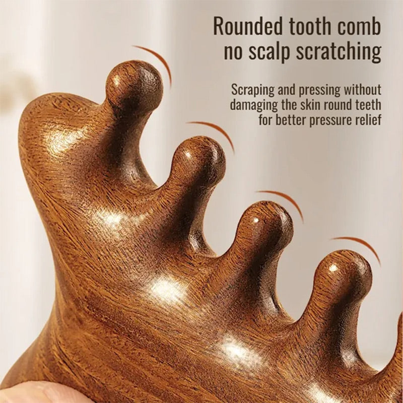 🥳Neue Sonderangebote🥳4-in-1-Kopfhautmassagekamm aus Holz und Gua Sha-Werkzeug