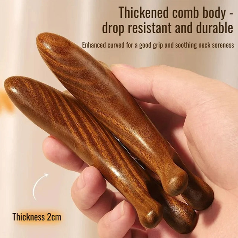 🥳Neue Sonderangebote🥳4-in-1-Kopfhautmassagekamm aus Holz und Gua Sha-Werkzeug