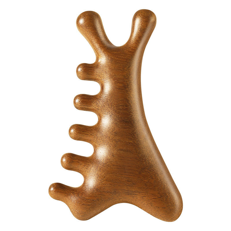🥳Neue Sonderangebote🥳4-in-1-Kopfhautmassagekamm aus Holz und Gua Sha-Werkzeug
