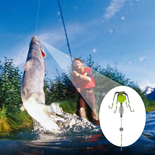 🎣 Auftriebs-Rig für Grundangeln – 4 Haken, Anti-Tangle, ideal für Karpfen, Brassen & Schleien