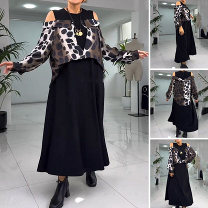 Was soll ich morgen anziehen? Damen einzigartiges Kleid in Layering-Optik mit Cold Shoulder