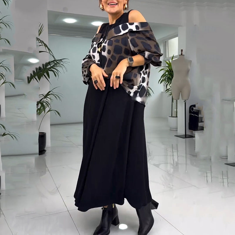 Was soll ich morgen anziehen? Damen einzigartiges Kleid in Layering-Optik mit Cold Shoulder