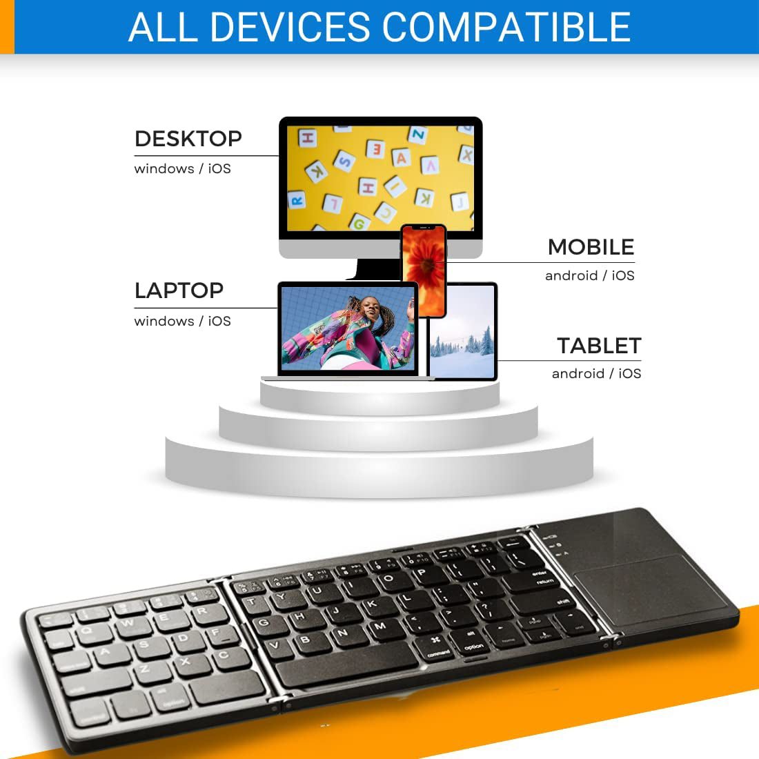 Faltbare drahtlose Bluetooth-Tastatur für Telefon