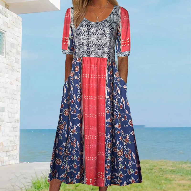 🔥50% OFF🌸✨ Elegantes Kleid mit böhmischem Muster für Frauen