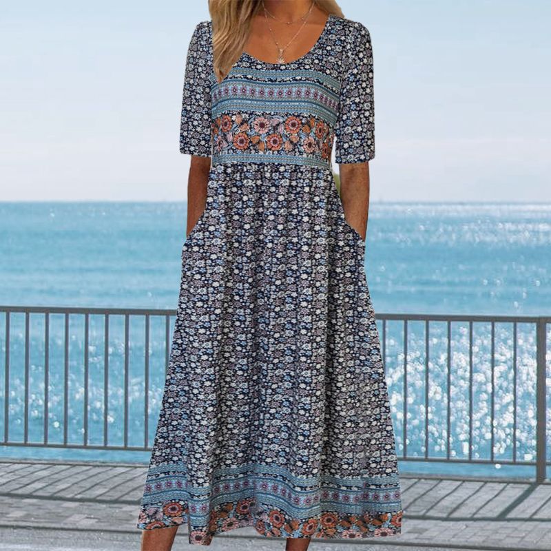 🔥50% OFF🌸✨ Elegantes Kleid mit böhmischem Muster für Frauen