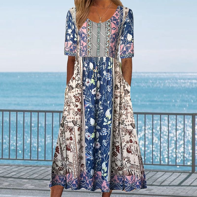 🔥50% OFF🌸✨ Elegantes Kleid mit böhmischem Muster für Frauen