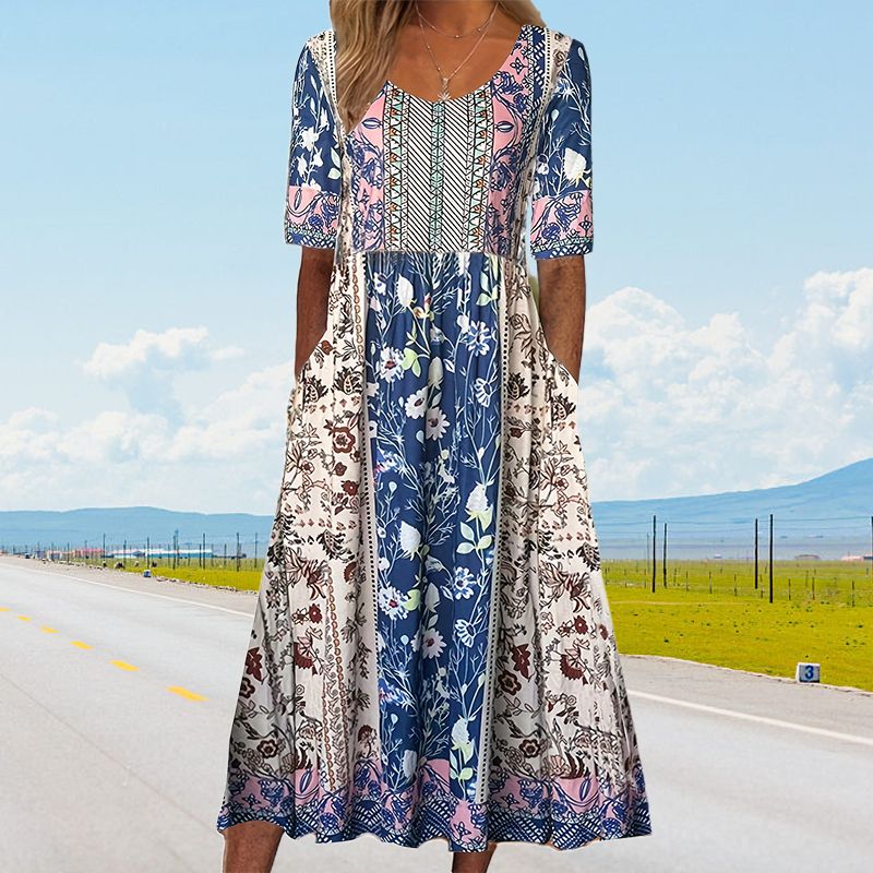 🔥50% OFF🌸✨ Elegantes Kleid mit böhmischem Muster für Frauen