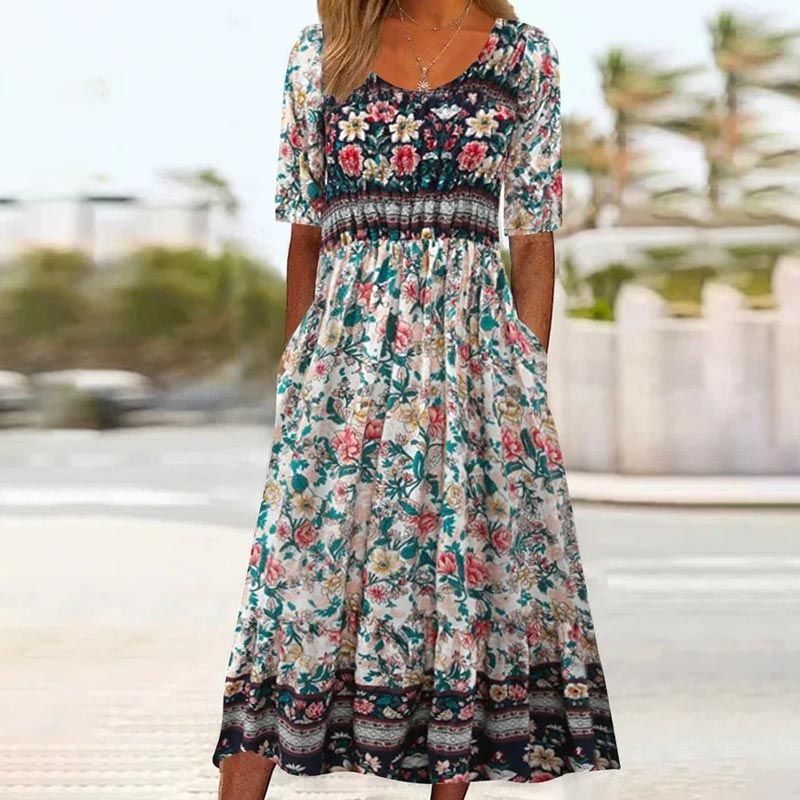 🔥50% OFF🌸✨ Elegantes Kleid mit böhmischem Muster für Frauen
