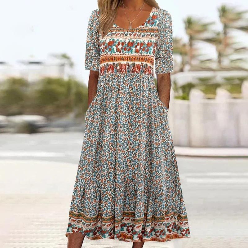 🔥50% OFF🌸✨ Elegantes Kleid mit böhmischem Muster für Frauen