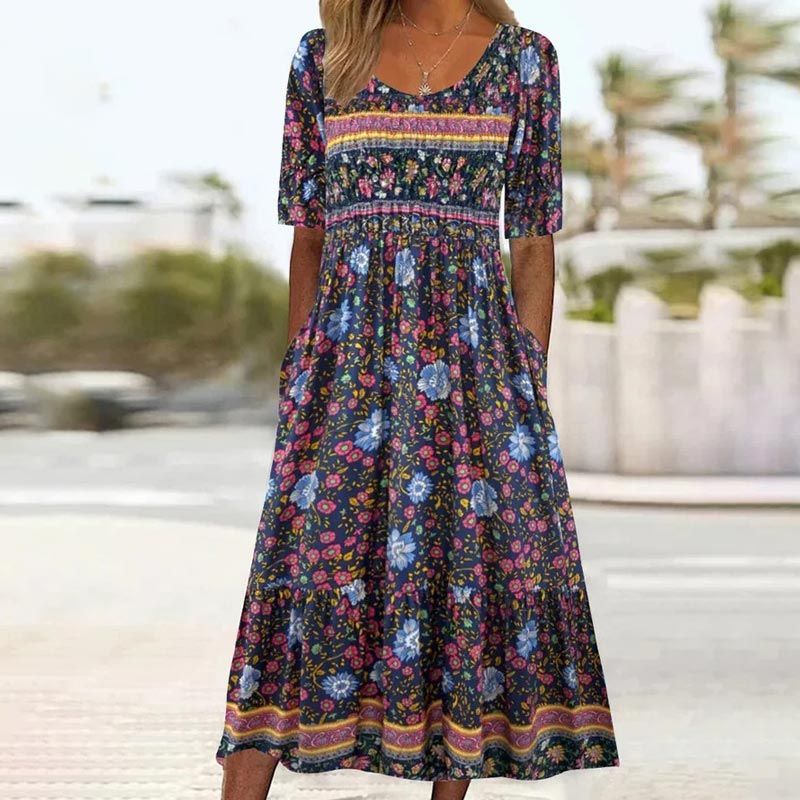 🔥50% OFF🌸✨ Elegantes Kleid mit böhmischem Muster für Frauen