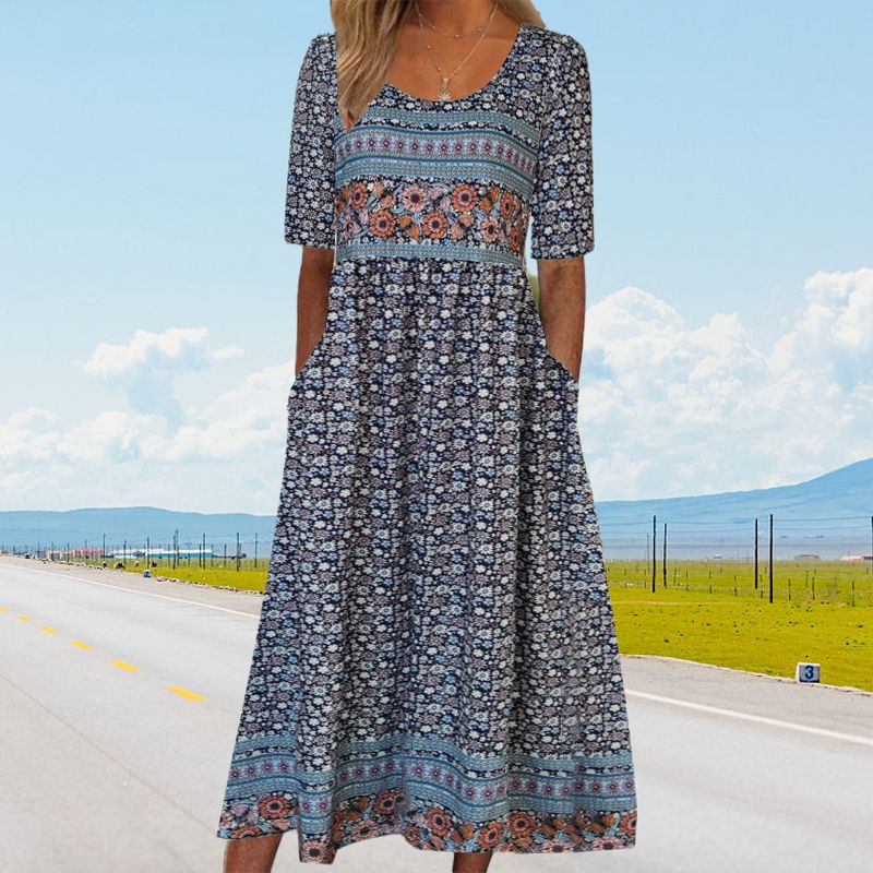 🔥50% OFF🌸✨ Elegantes Kleid mit böhmischem Muster für Frauen